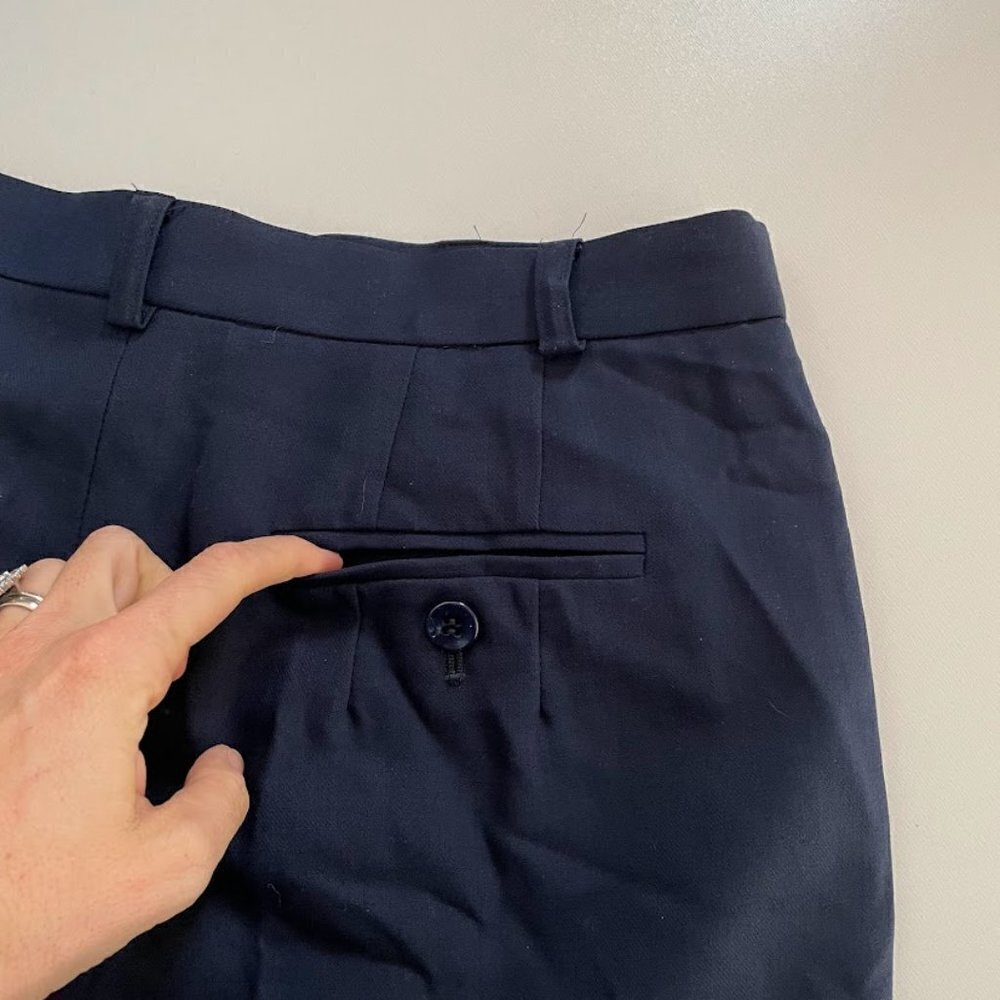 Vintage Talbots Pant Trouser HIgh Rise Wool Lined Navy Blue Black Pleated Classi - Picture 7 of 11